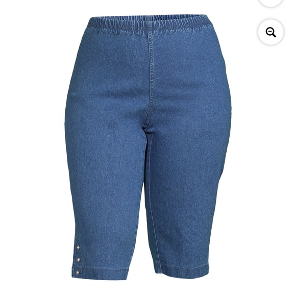 Just My Size Women’s Plus Bling Tab Med. Stonewash Stone Capri Pants 1X (16W) - Picture 13 of 13